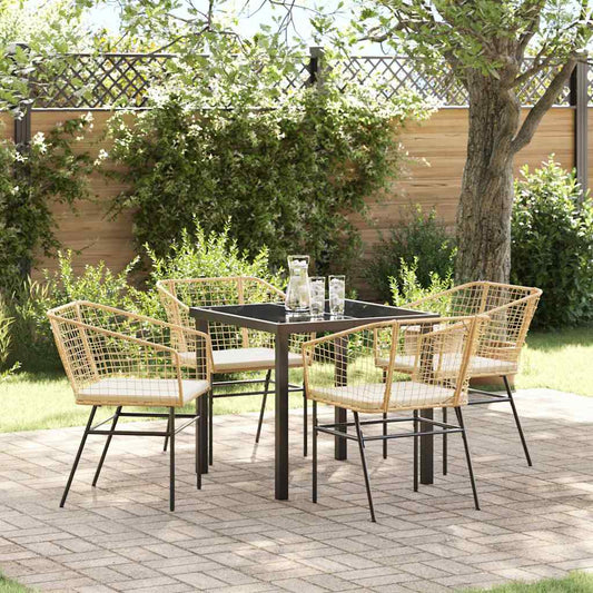 Garten Essgruppe 5 pcs Braun Poly-Rattan