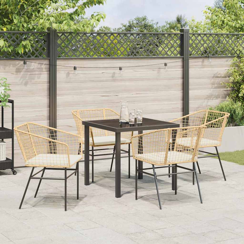 Garten Essgruppe 5 pcs Braun Poly-Rattan
