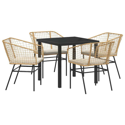 Garten Essgruppe 5 pcs Braun Poly-Rattan