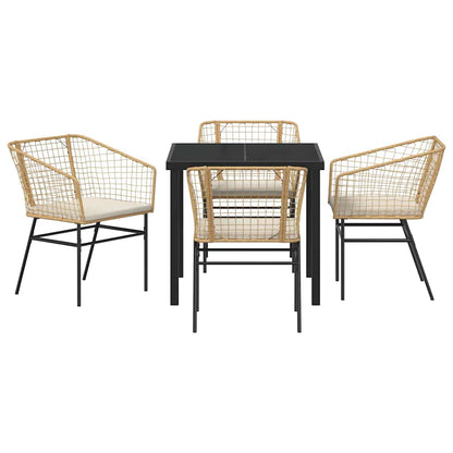 Garten Essgruppe 5 pcs Braun Poly-Rattan
