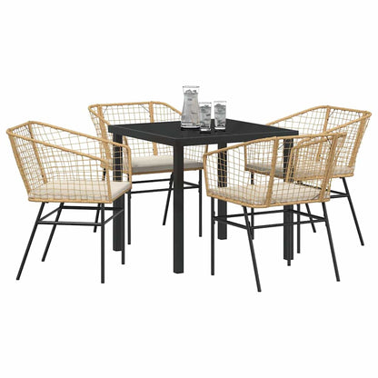 Garten Essgruppe 5 pcs Braun Poly-Rattan