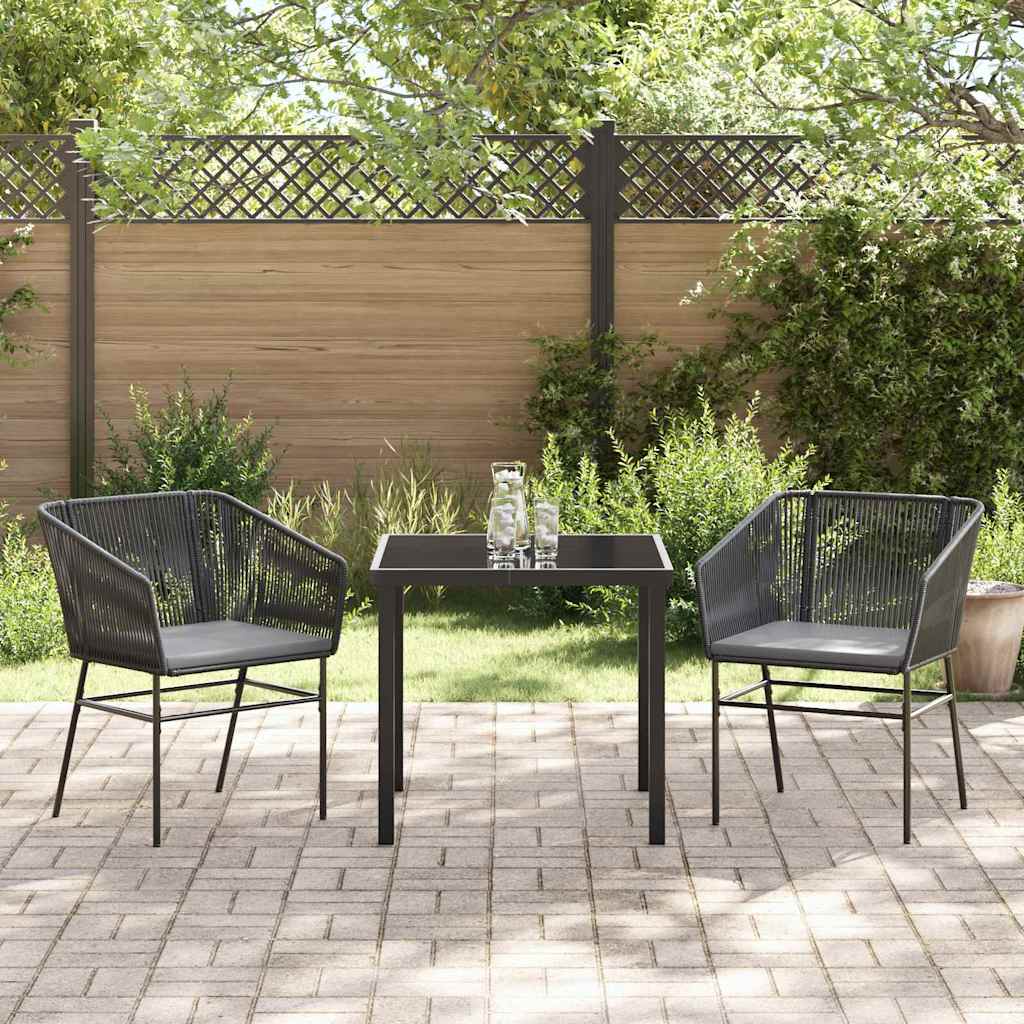 Garten Essgruppe 3 pcs Schwarz Poly Rattan