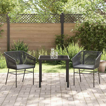 Garten Essgruppe 3 pcs Schwarz Poly Rattan