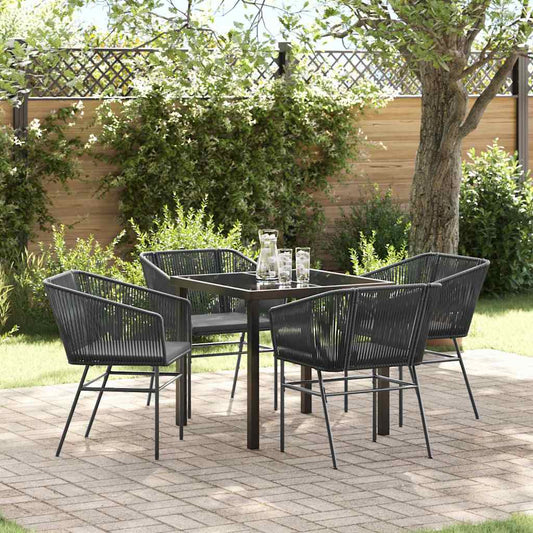 Garten Essgruppe 5 pcs Schwarz Poly Rattan