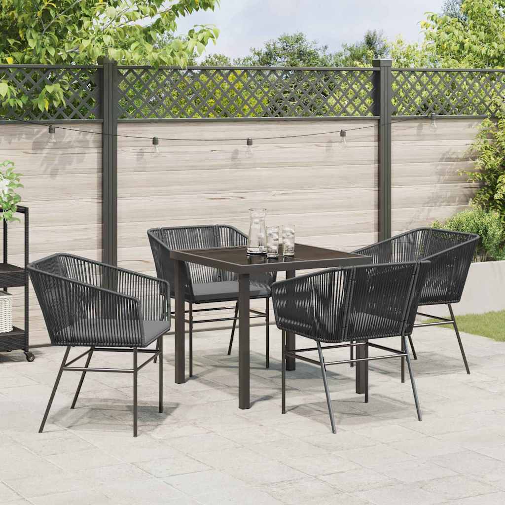 Garten Essgruppe 5 pcs Schwarz Poly Rattan
