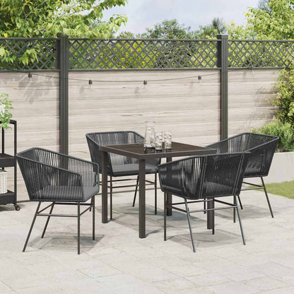 Garten Essgruppe 5 pcs Schwarz Poly Rattan