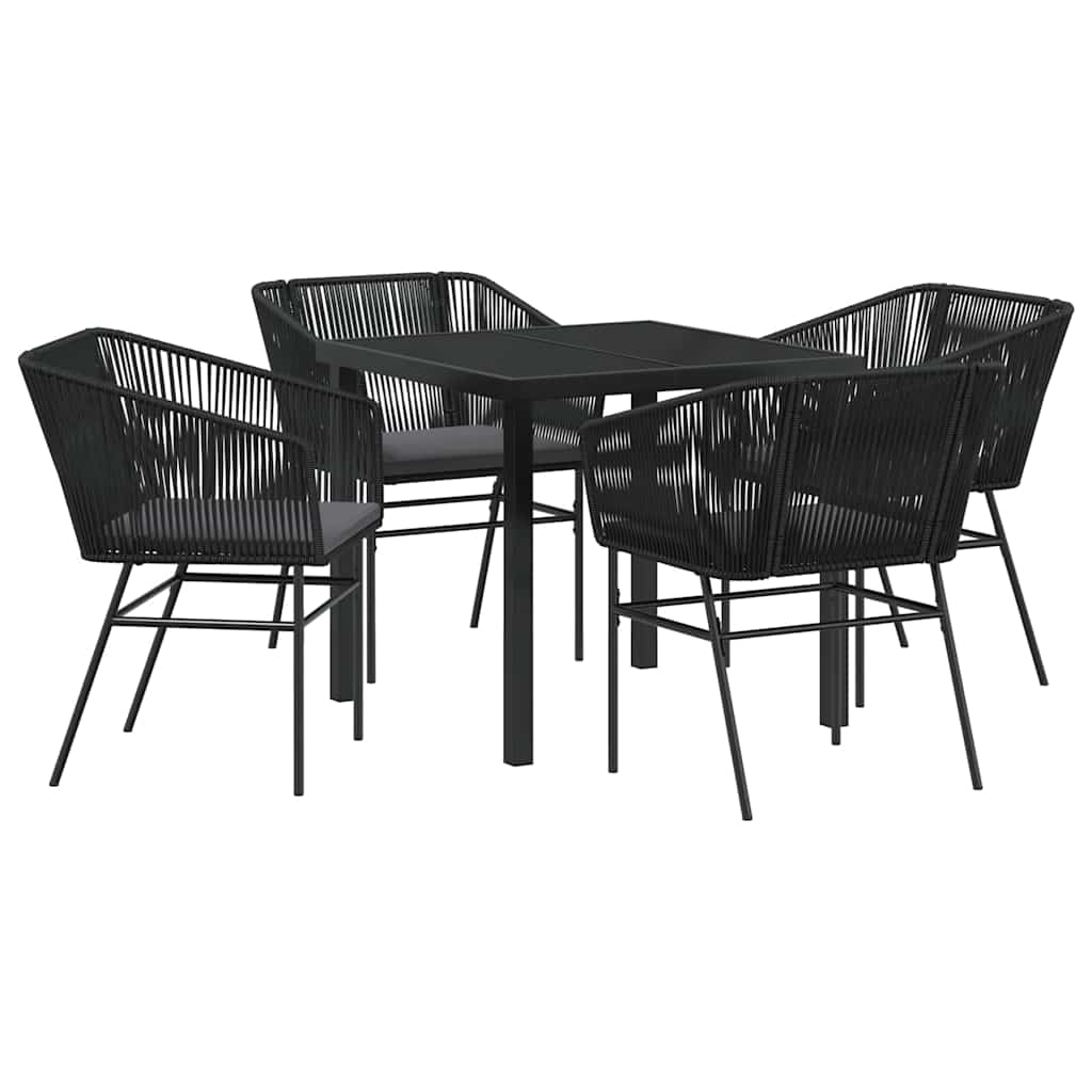 Garten Essgruppe 5 pcs Schwarz Poly Rattan