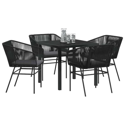 Garten Essgruppe 5 pcs Schwarz Poly Rattan