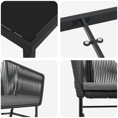 Garten Essgruppe 5 pcs Schwarz Poly Rattan