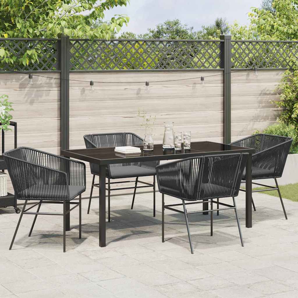 Garten Essgruppe 5 pcs Schwarz Poly Rattan