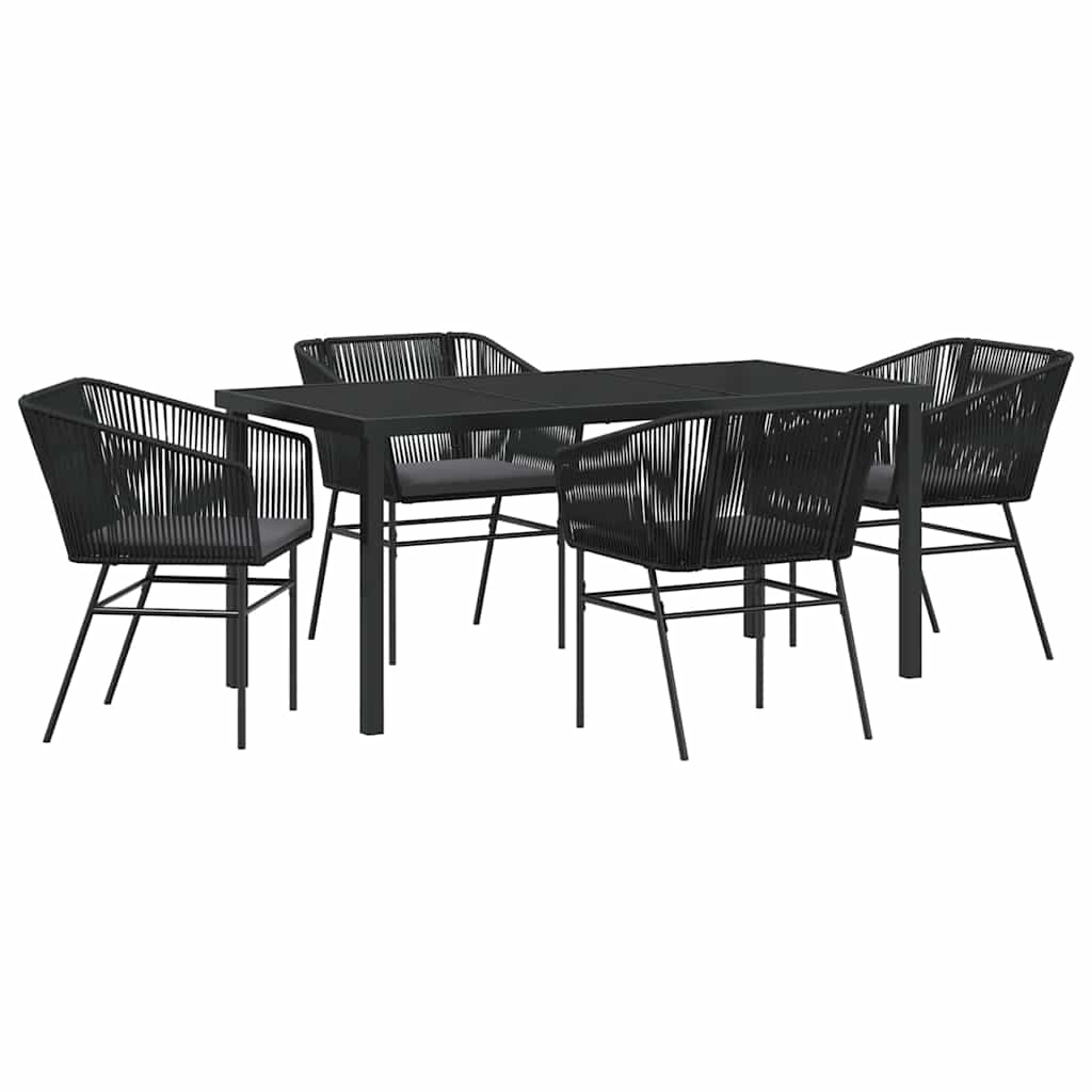 Garten Essgruppe 5 pcs Schwarz Poly Rattan