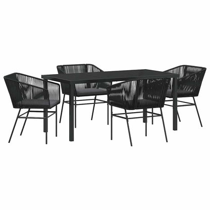 Garten Essgruppe 5 pcs Schwarz Poly Rattan