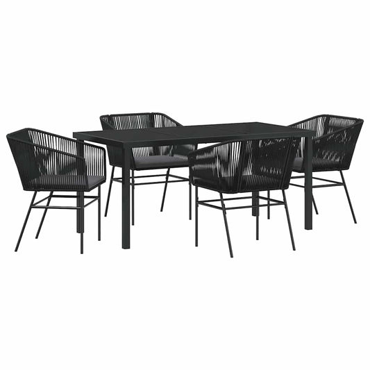 Garten Essgruppe 5 pcs Schwarz Poly Rattan