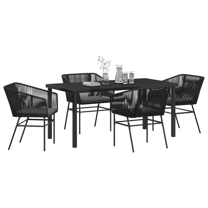 Garten Essgruppe 5 pcs Schwarz Poly Rattan