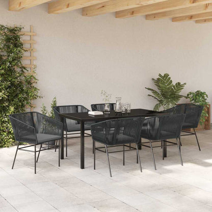 Garten Essgruppe 7 pcs Schwarz Poly Rattan