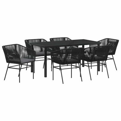Garten Essgruppe 7 pcs Schwarz Poly Rattan