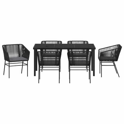 Garten Essgruppe 7 pcs Schwarz Poly Rattan