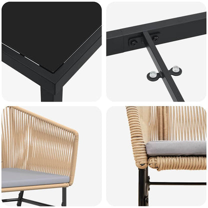 Garten Essgruppe 3 pcs Braun Poly Rattan