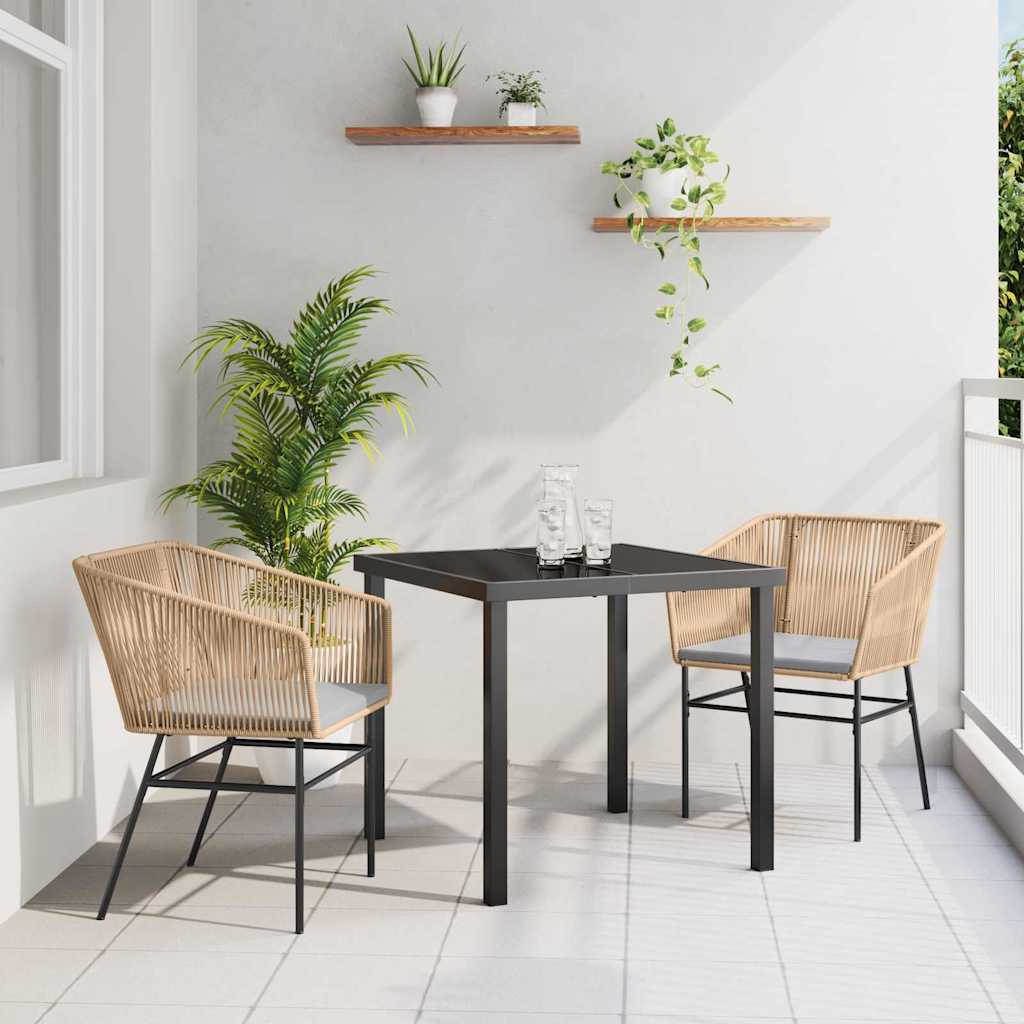 Garten Essgruppe 3 pcs Braun Poly Rattan