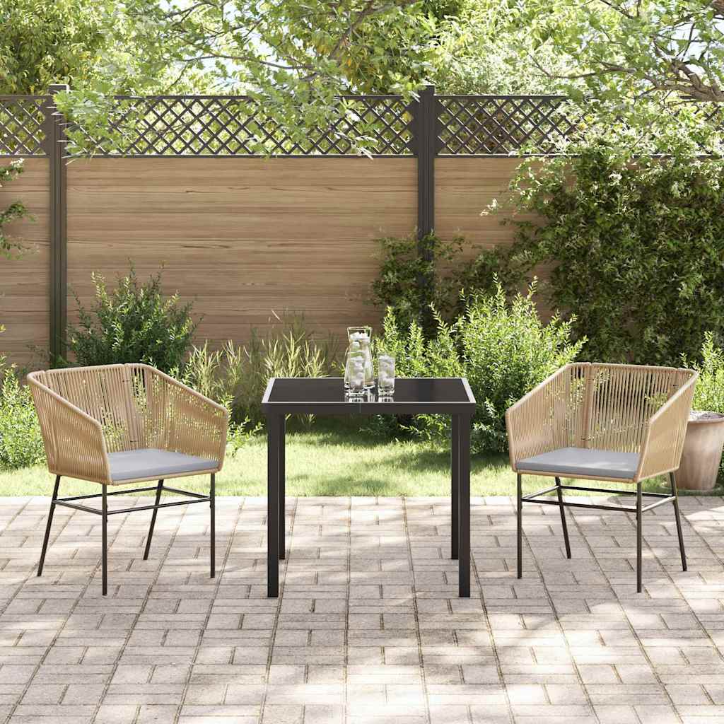 Garten Essgruppe 3 pcs Braun Poly Rattan