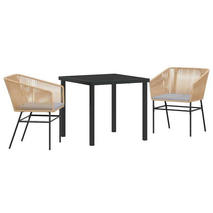 Garten Essgruppe 3 pcs Braun Poly Rattan