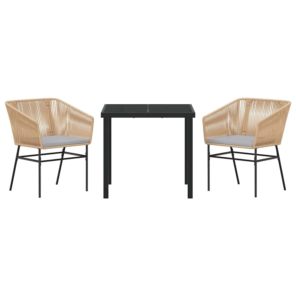 Garten Essgruppe 3 pcs Braun Poly Rattan