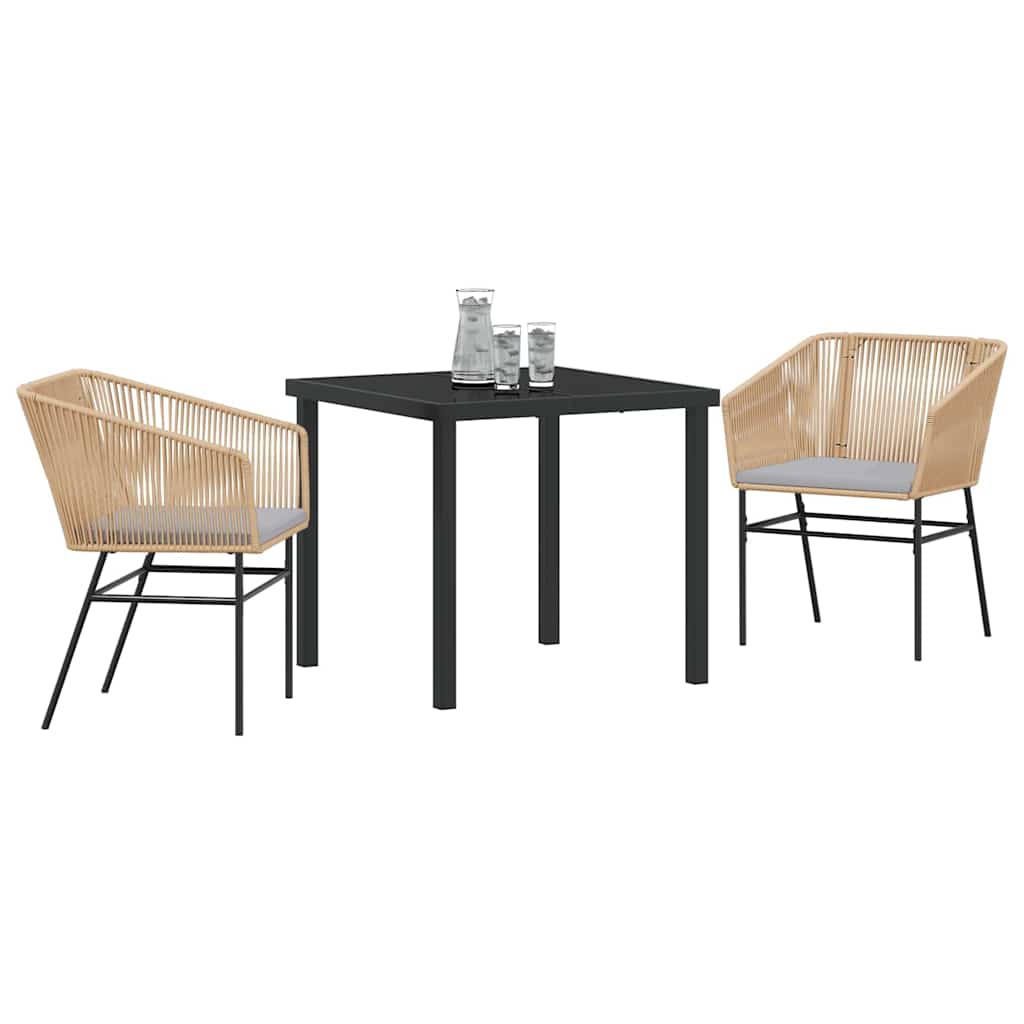 Garten Essgruppe 3 pcs Braun Poly Rattan