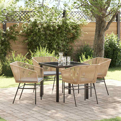 Garten Essgruppe 5 pcs Braun Poly Rattan