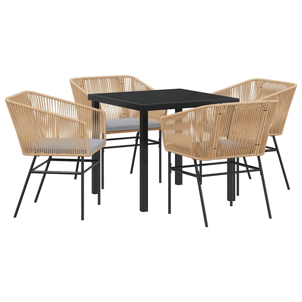 Garten Essgruppe 5 pcs Braun Poly Rattan