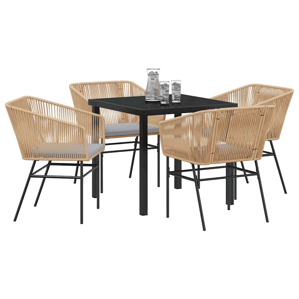 Garten Essgruppe 5 pcs Braun Poly Rattan