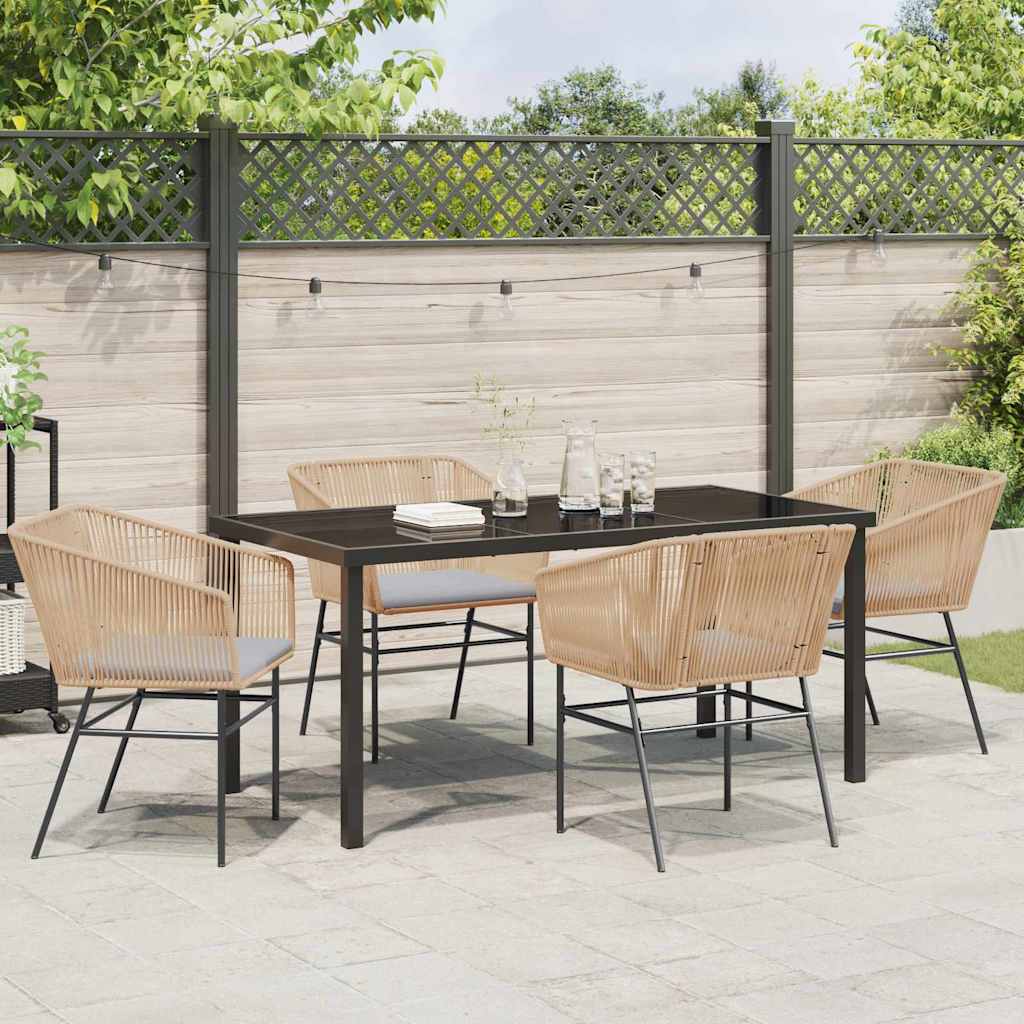 Garten Essgruppe 5 pcs Braun Poly Rattan