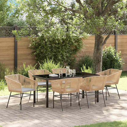 Garten Essgruppe 7 pcs Braun Poly Rattan