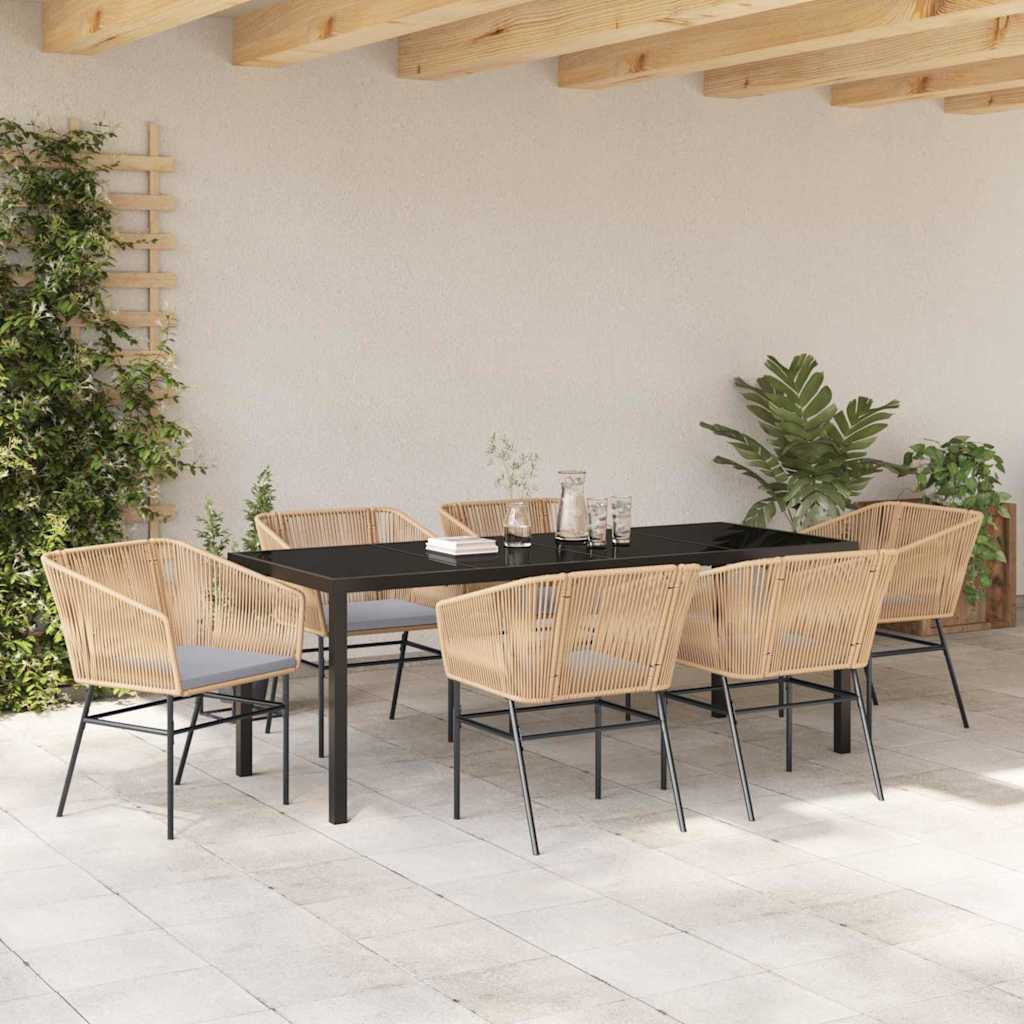 Garten Essgruppe 7 pcs Braun Poly Rattan