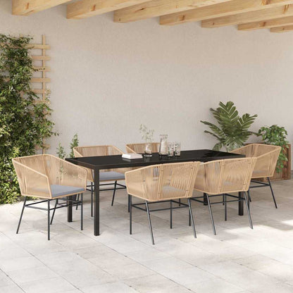 Garten Essgruppe 7 pcs Braun Poly Rattan