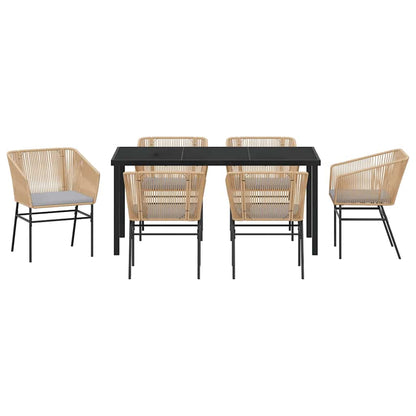 Garten Essgruppe 7 pcs Braun Poly Rattan