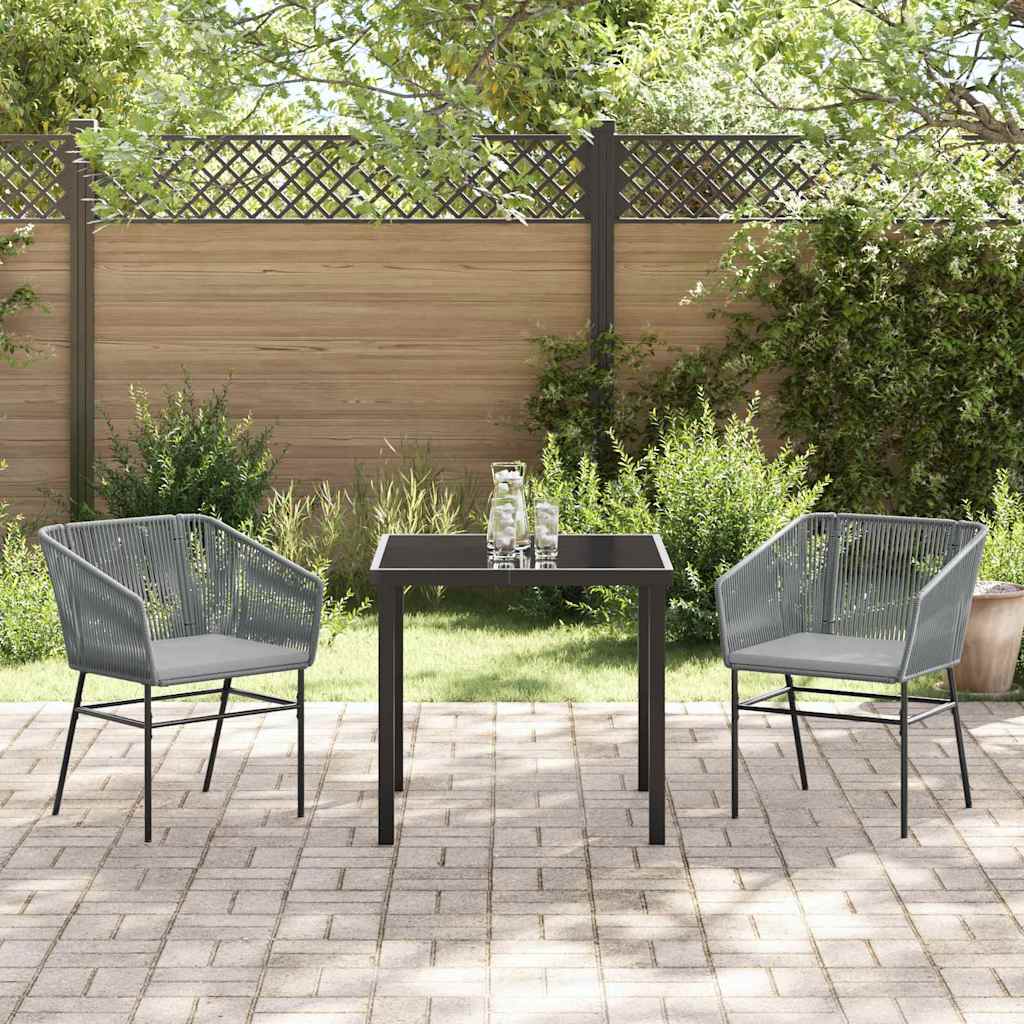 Garten Essgruppe 3 pcs Grau Poly Rattan