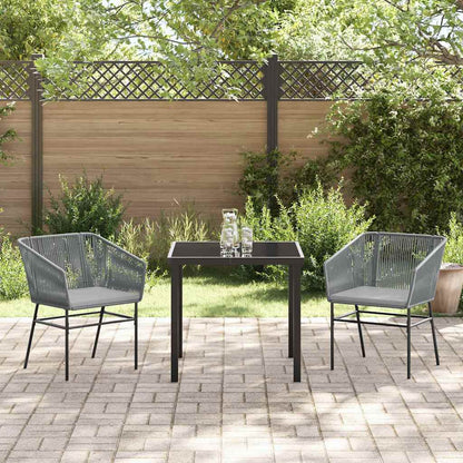 Garten Essgruppe 3 pcs Grau Poly Rattan