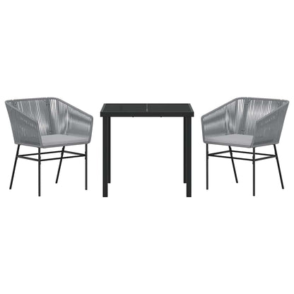 Garten Essgruppe 3 pcs Grau Poly Rattan