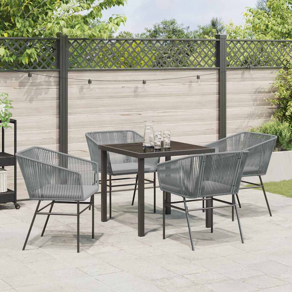 Garten Essgruppe 5 pcs Grau Poly Rattan
