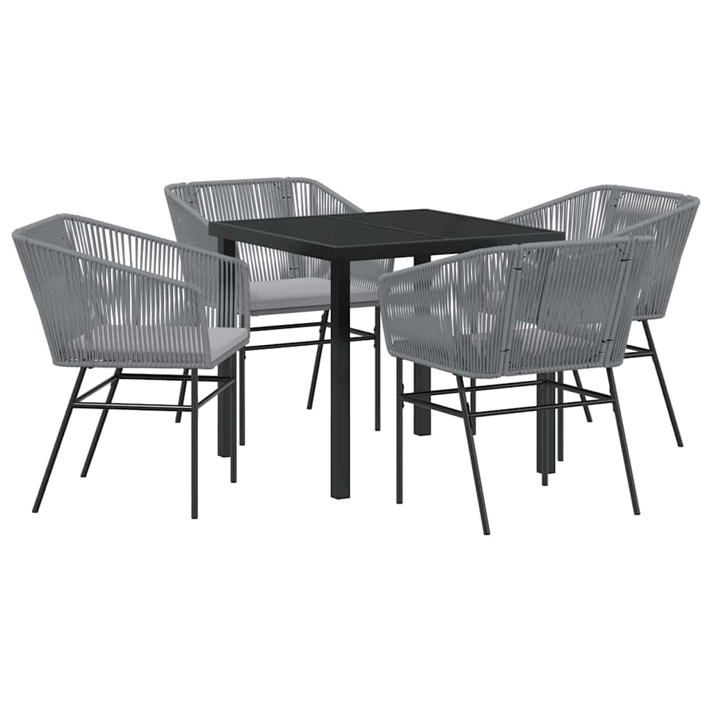 Garten Essgruppe 5 pcs Grau Poly Rattan