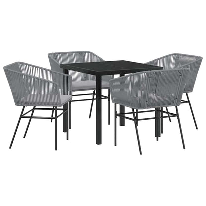 Garten Essgruppe 5 pcs Grau Poly Rattan