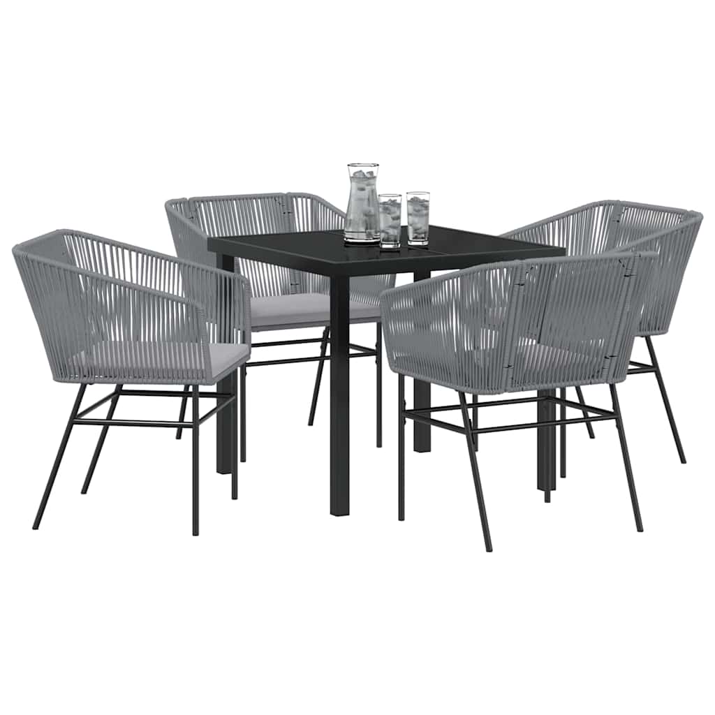 Garten Essgruppe 5 pcs Grau Poly Rattan