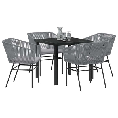Garten Essgruppe 5 pcs Grau Poly Rattan