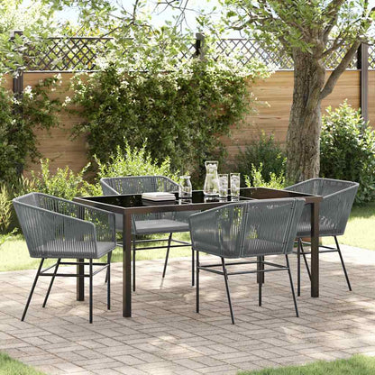 Garten Essgruppe 5 pcs Grau Poly Rattan