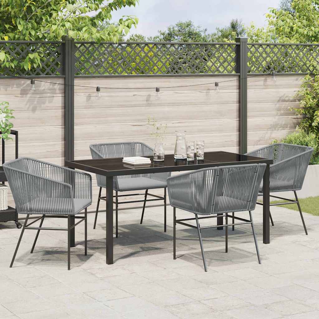 Garten Essgruppe 5 pcs Grau Poly Rattan