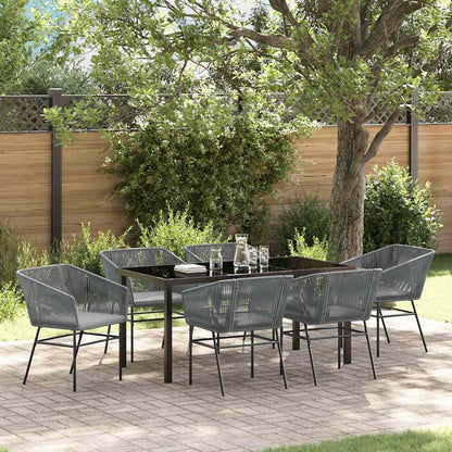 Garten Essgruppe 7 pcs Grau Poly Rattan