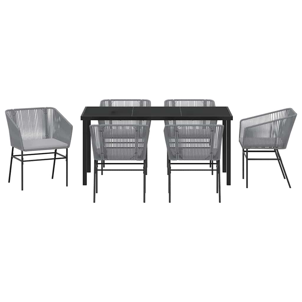 Garten Essgruppe 7 pcs Grau Poly Rattan