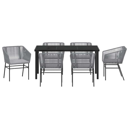 Garten Essgruppe 7 pcs Grau Poly Rattan