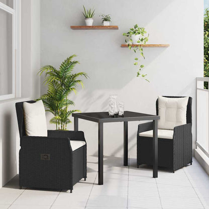 Garten Essgruppe 3 pcs Schwarz Poly-Rattan