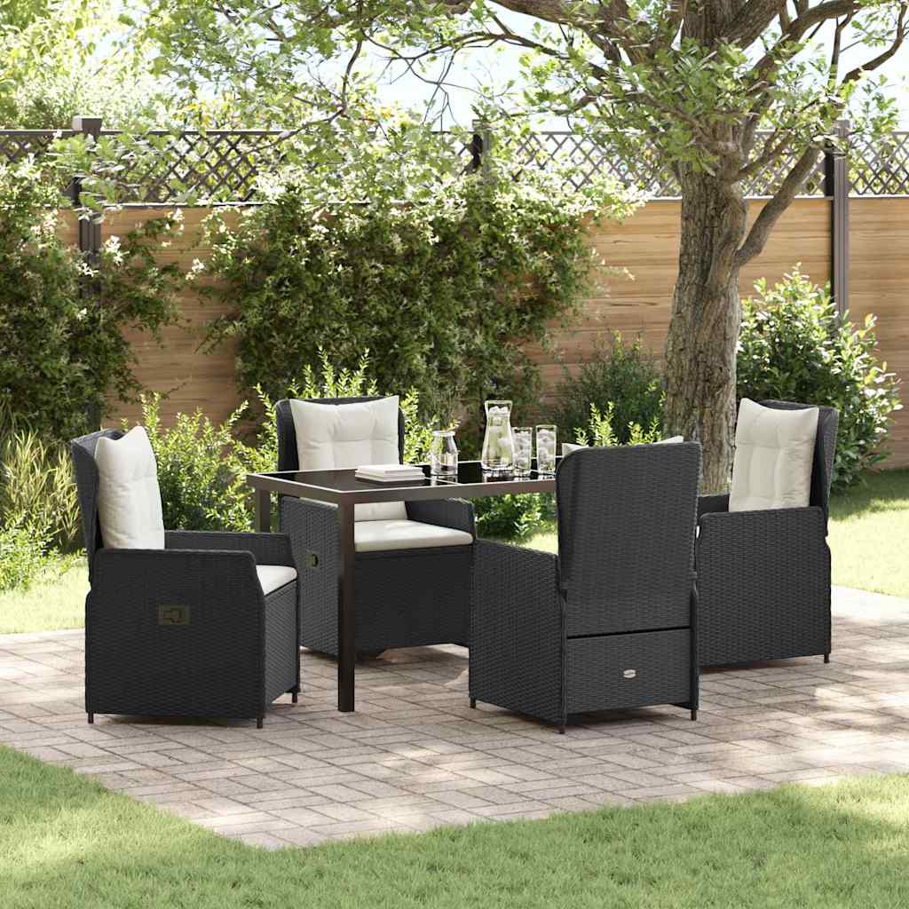Garten Essgruppe 5 pcs Schwarz Poly-Rattan